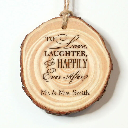 Love Laughter Happily Ever After Real Wood Ornament